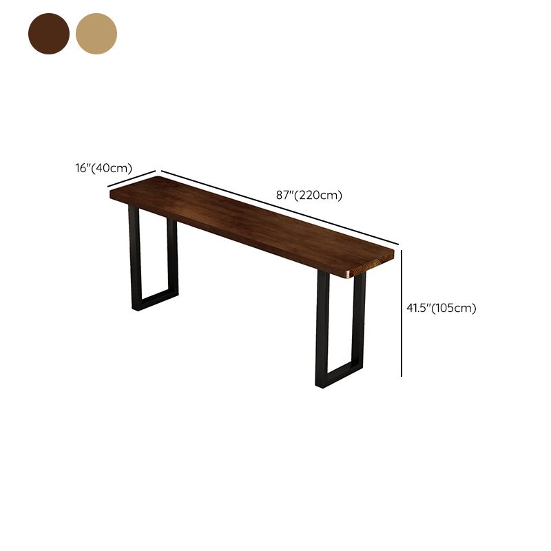 Rectangle Pine Wood Pub Table with Metal Frame for Living Room