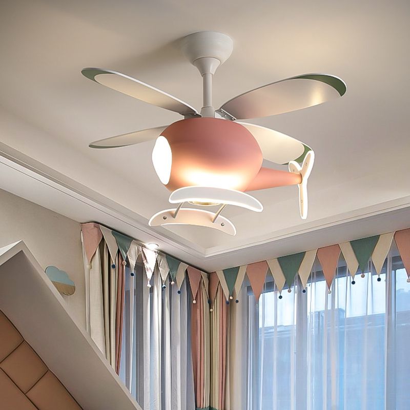 Nordic Ceiling Fan Light Fixture Creative LED Ceiling Lamp for Children's Bedroom