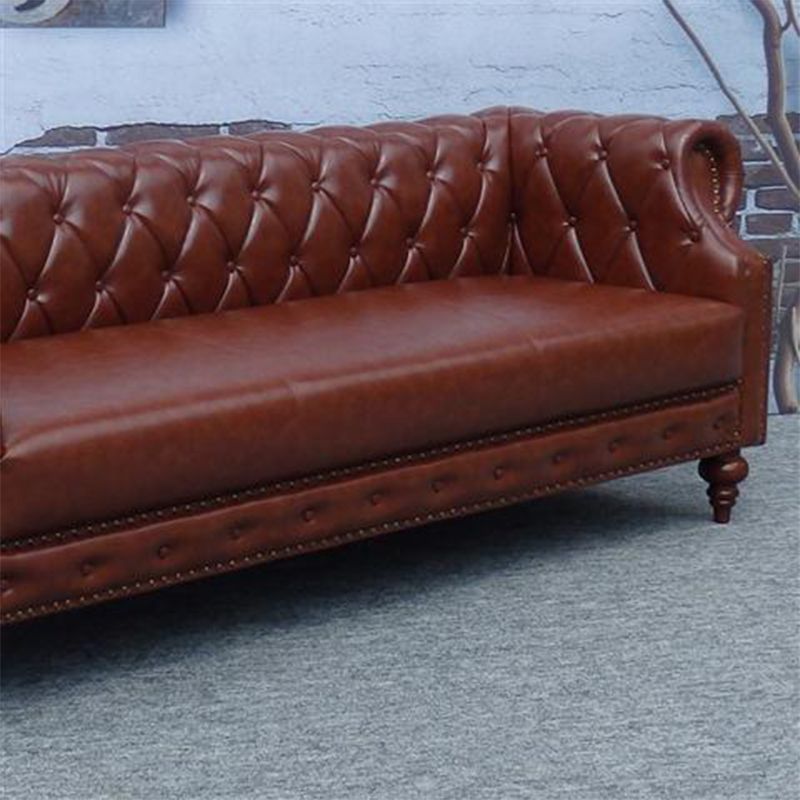 29.13" Wide Tuxedo Arm Sofa Contemporary Genuine Leather Sofa with Tufted Back
