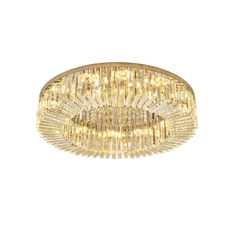 Round Modern Ceiling Mounted Lights LED Crystal Ceiling Mount Lighting for Living Room