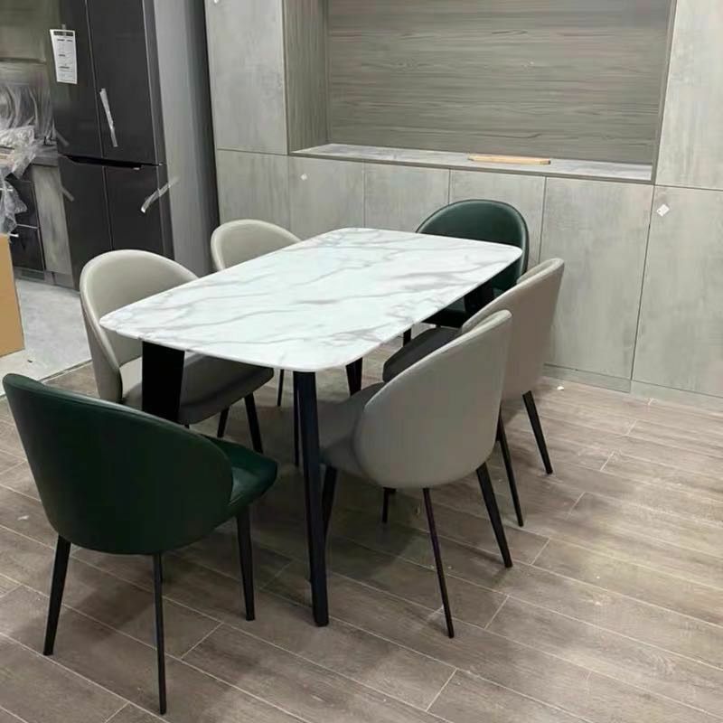 Minimalist Style Faux Leather Side Chair Upholstered Armless Dining Chairs for Home