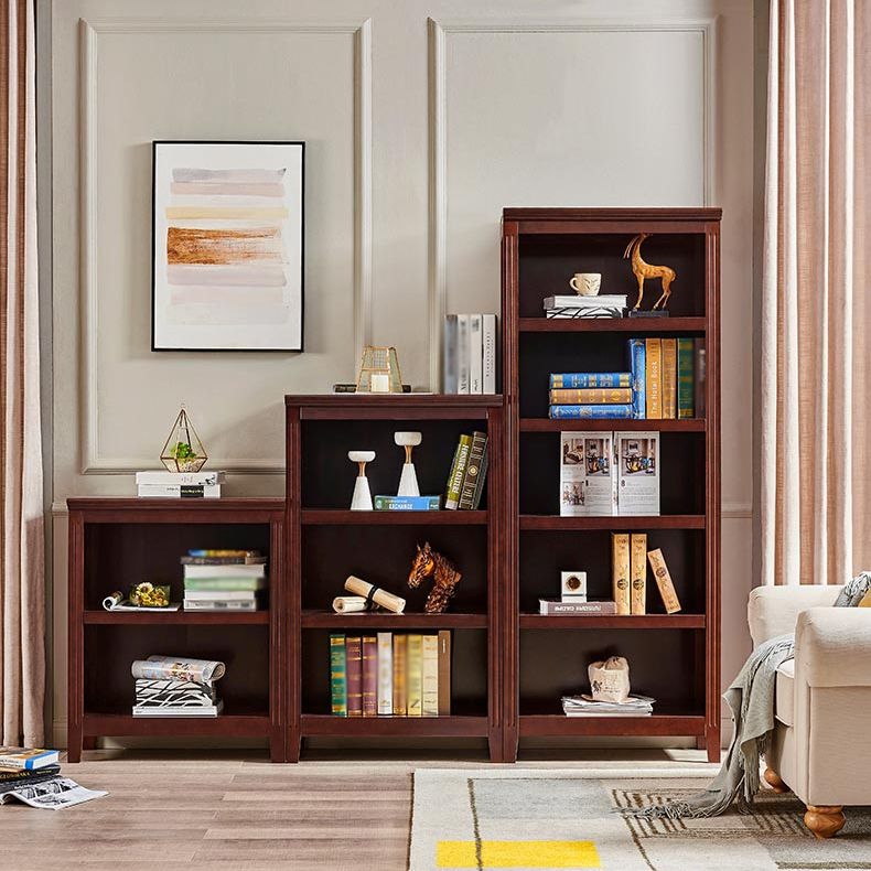 Contemporary Style Bookshelf Solid Wood Closed Back Bookcase for Office and Home