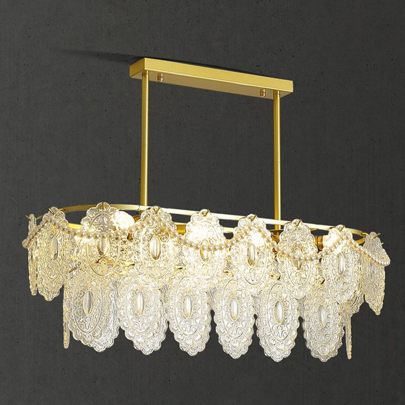 Modern Metal Ceiling Light Geometric Shape Island Lamp with Glass Shade for Bedroom