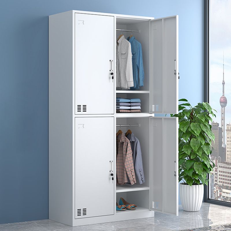 Modern Style Wardrobe White Colour Metal Wardrobe Closet With Doors