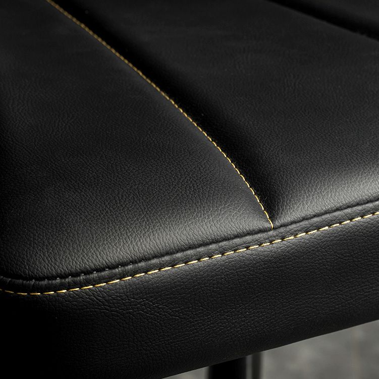 Scandinavian Metal Stool Leather Upholstered Counter Stool in Matte Finish for Indoor