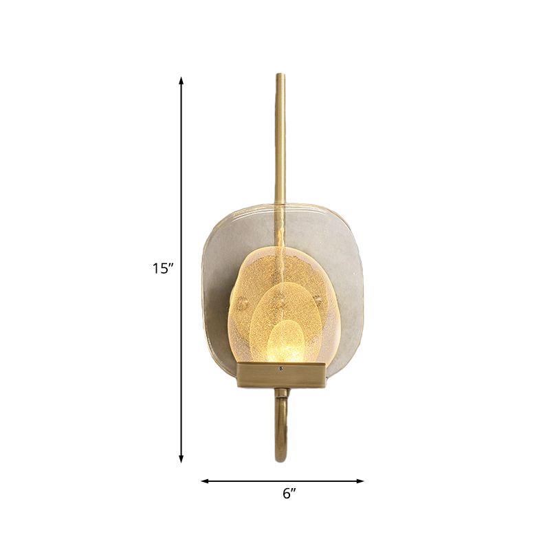 Geometric Clear Glass Wall Light Colonialist 1-Head Bedroom Wall Sconce Lighting Fixture in Gold