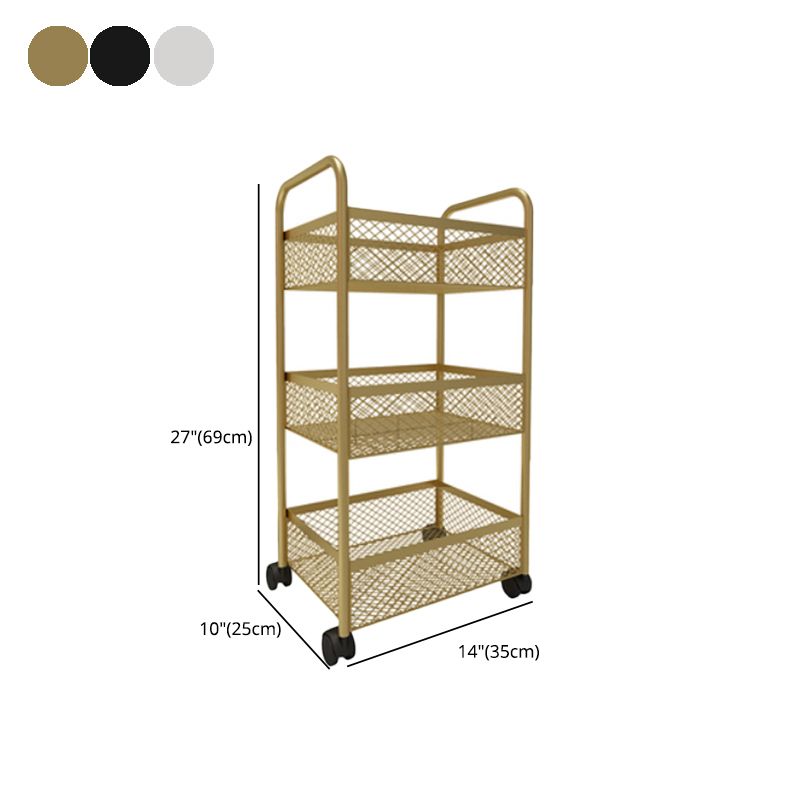 Glam Style Standard Bookcase Metal Vertical Bookshelf with Wheels