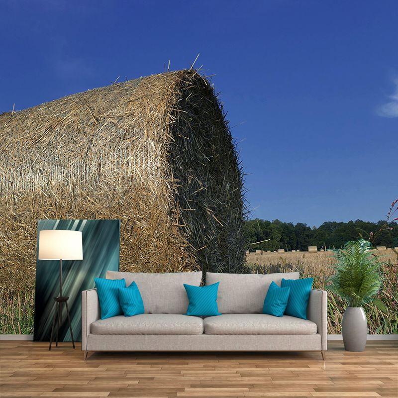 Moisture Resistant Straw Bales Mural Wall Covering for Living Room Wall Decor
