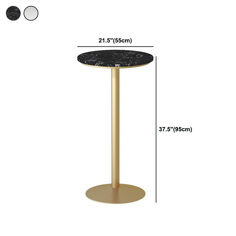 Glam Style Bar Table Artificial Marble Top Bistro Table with Gold Pedestal