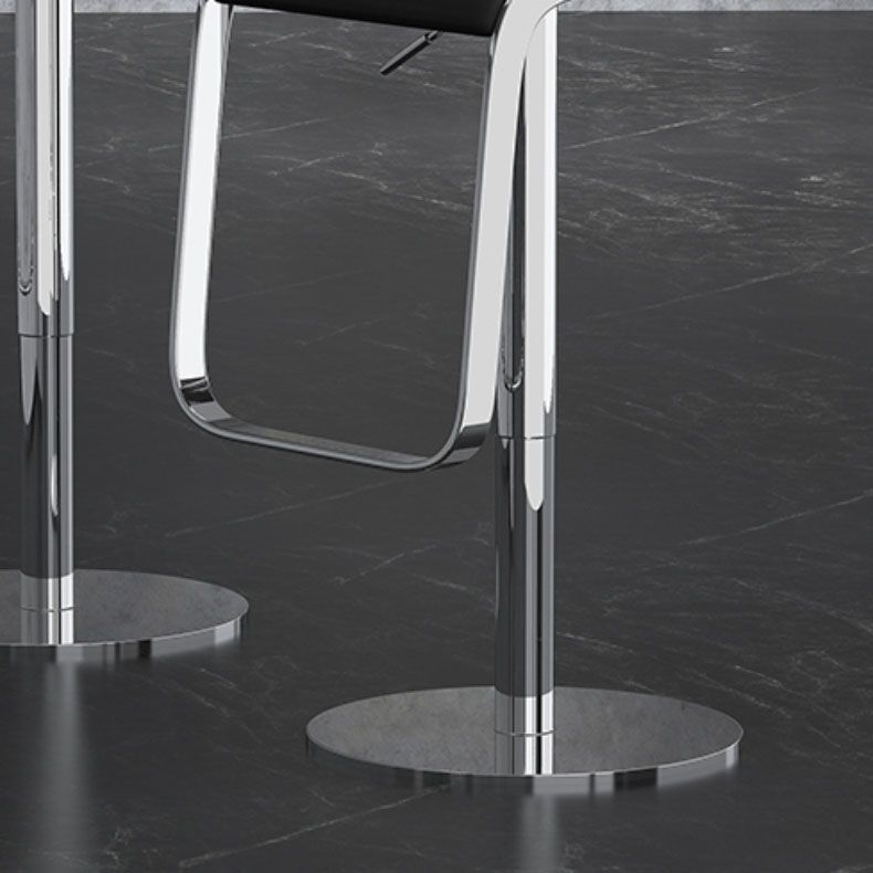 Faux Leather Bar Stools Adjustable Height Swivel Barstools with Footrest