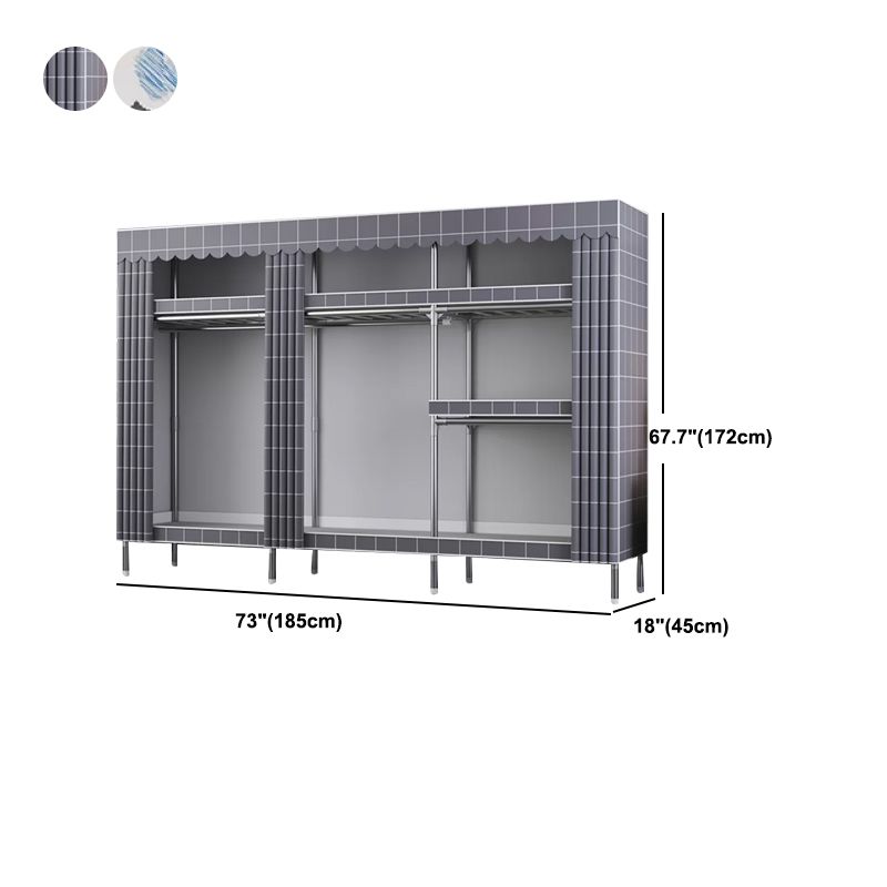 Modern Style Wardrobe Metal Wardrobe Closet with Garment Rod