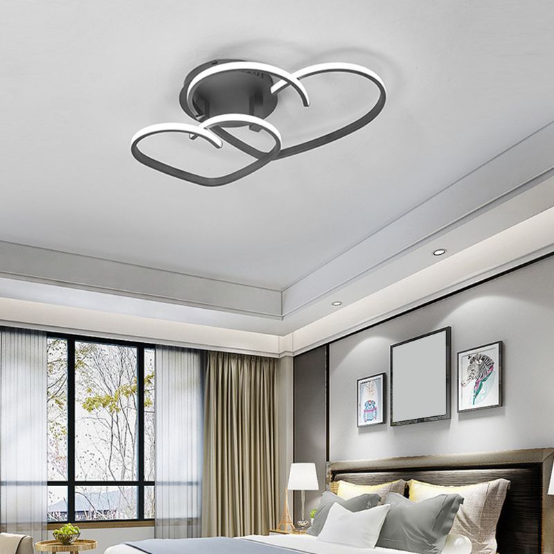Modern Liebendes Herz LED Semi Flush Mount Metall 2-Licht Schlafzimmer in der Nähe von Deckenleuchte