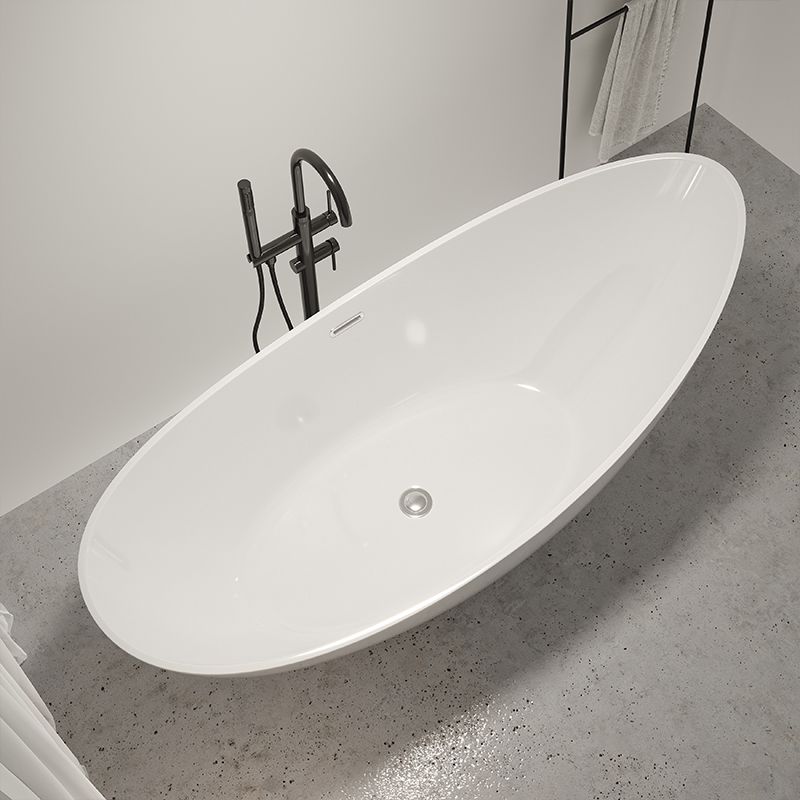 Modern Ellipse Acrylic Bathtub Freestand Soaking Bathtub with Drain Bath Tub