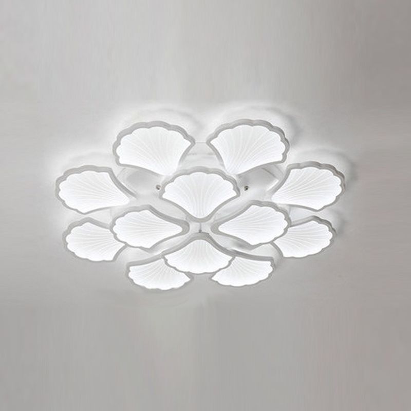 Ceiling Mounted Light Simple Metal Living Room LED Ceiling Lamp in White