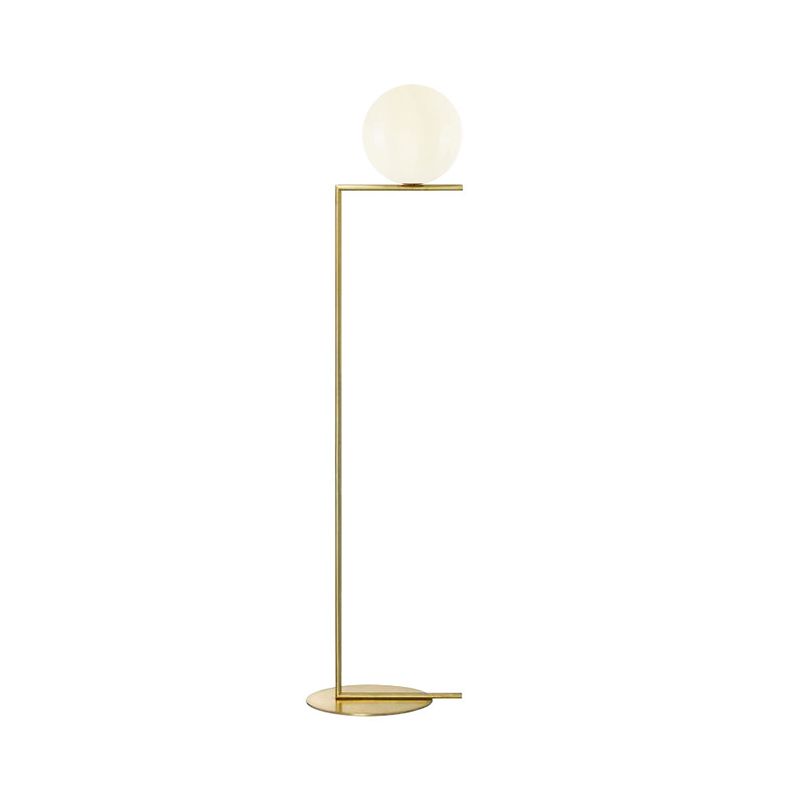 Gouden orb-vormige vloerlicht Minimalisme 1 lamp matglas rechthoek opstaan lamp