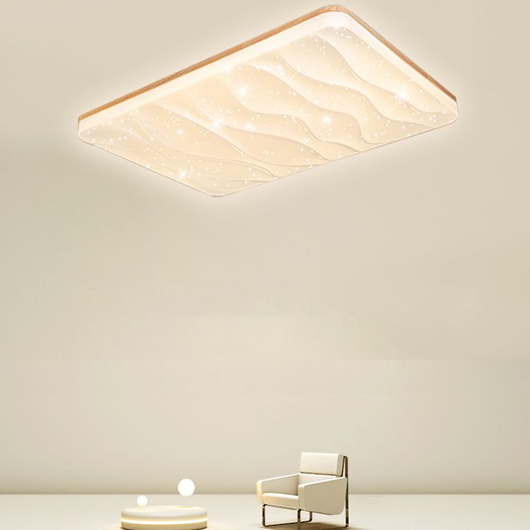 Plafonnier encastré en bois de forme carrée, style moderne, éclairage encastré à 1 lumière en marron