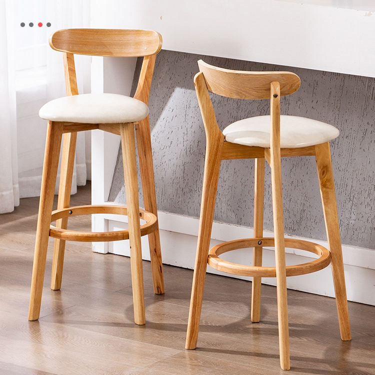 Contemporary Matte Finish Solid Wood Bar Stool Milk Tea Shop Footrest Stool