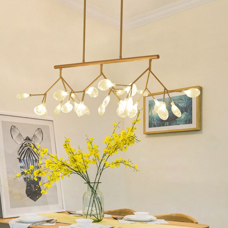 Postmodern Bubble Chandelier Lamp Clear Glass 27 Heads Dining Room Hanging Light Kit in Black/Gold