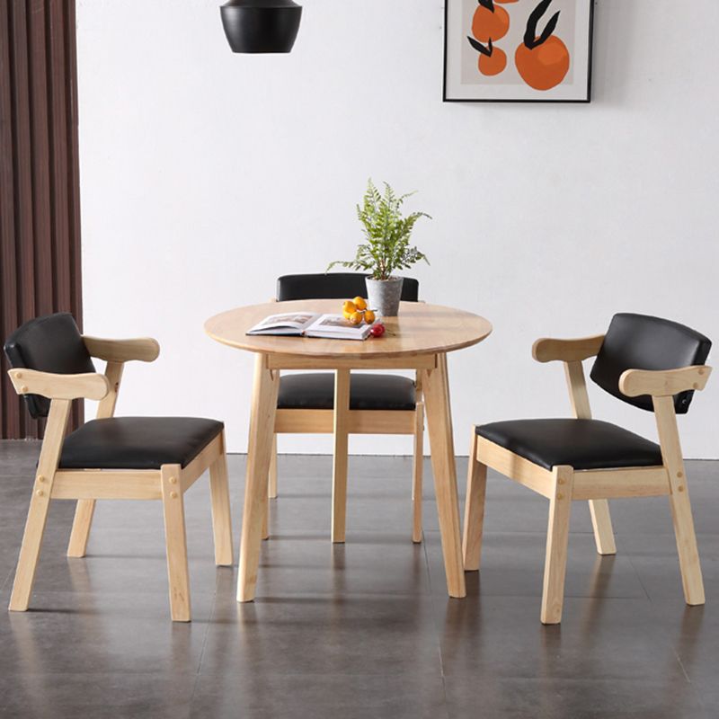 Runde Form moderner Esstisch Holzfarbe fester Tisch mit Gummiholz Massivholz