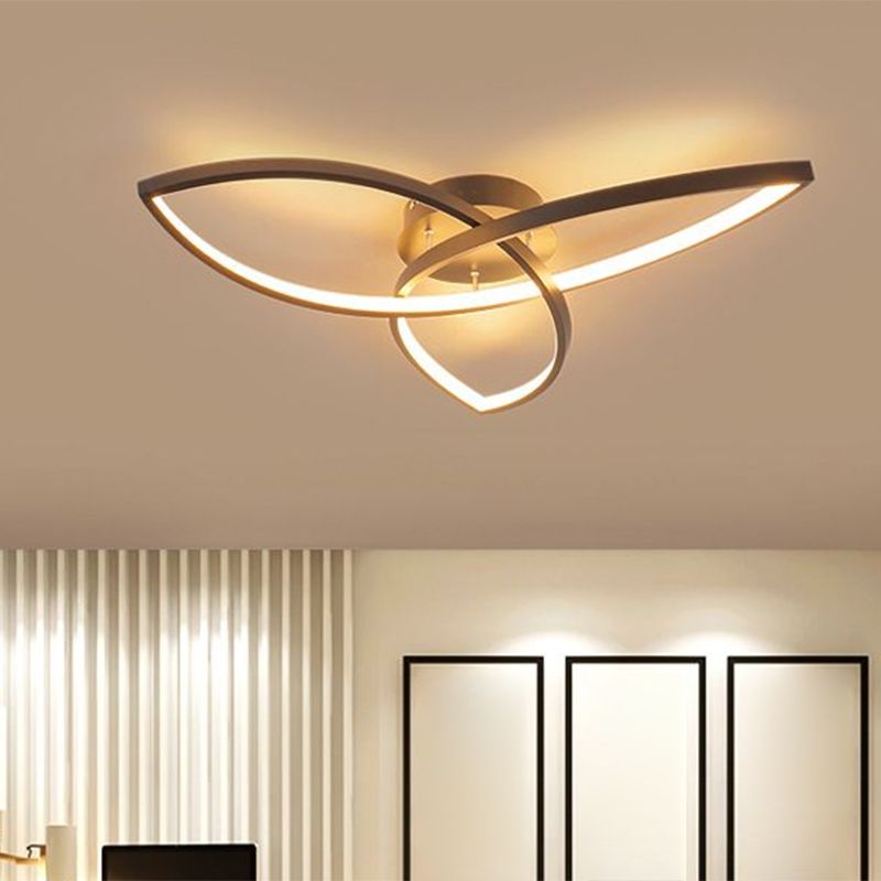 23"/29" W Metallic Petal Flush Lamp Contemporary Black/White LED Close to Ceiling Lighting, Warm/White Light