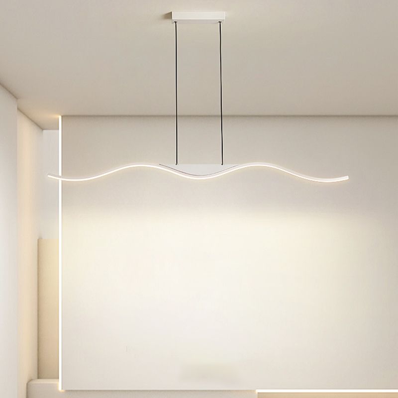 White Linear Kitchen Island Lighting Metal Square Ceiling Light for Living Room