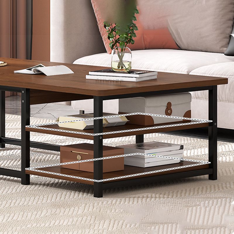 Modern Rectangular Frame Coffee Cocktail Table with Storage Shelves