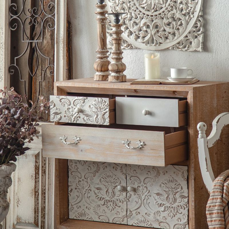 Industrial Espresso Accent Cabinet with Drawer Chest with Doors
