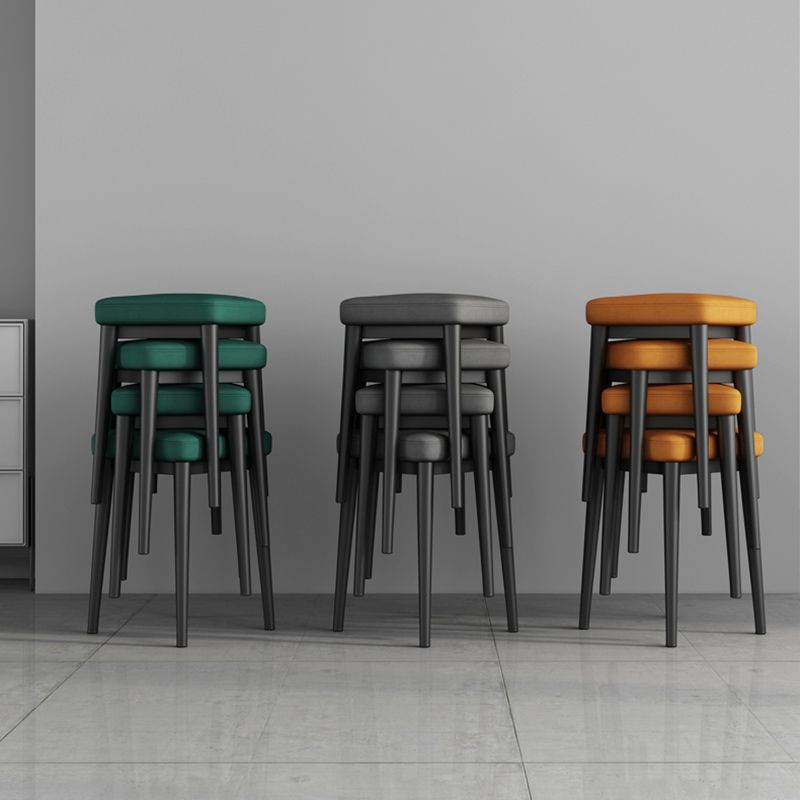 Square Ottoman Solid Color Upholstered Metal Frame Fabric Standard Ottoman