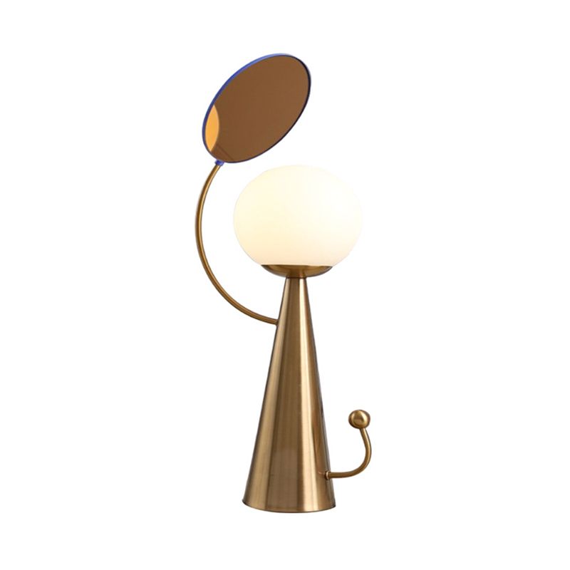 Lampada da comodino Orb Lampada da comodino moderna a LED in vetro opale blu/oro con design a specchio per camera da letto