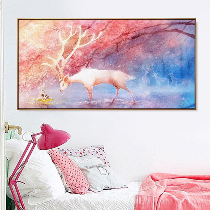 Toile d'animaux fantastiques pour enfants, décoration murale texturée de couleur douce pour chambre de bébé