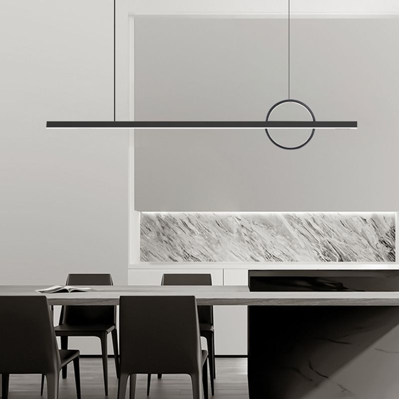 Minimalism Hanging Light Metal Island Light Fixture in Black for Dining Room