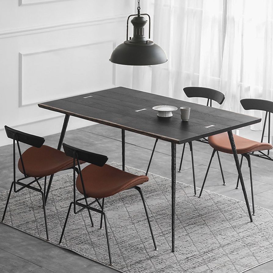 4-foot Oak Solid Wood Industrial Rectangle Dining Table for Dining Room