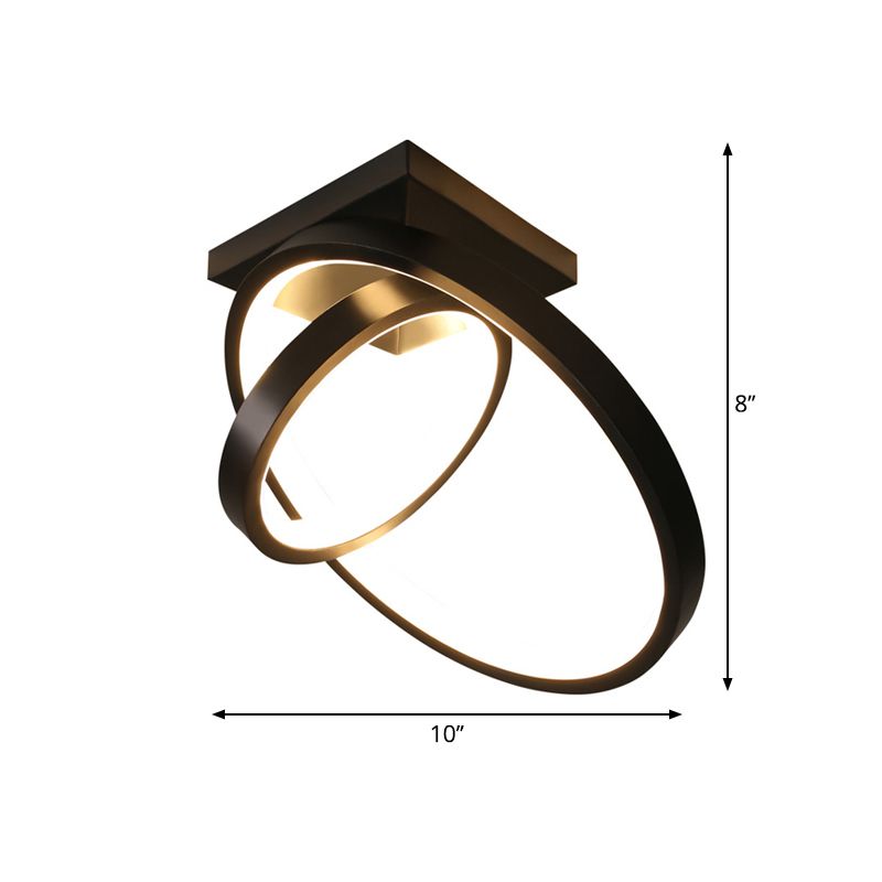 Plafonnier LED en métal à double anneau blanc/noir, lumière blanche/chaude pour couloir