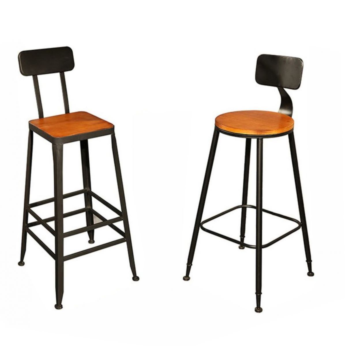 Contemporary Wood Barstools Armless Bar Stool with Metal Legs