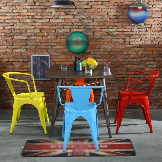 Industriële eetgelegenheden stackbare fauteuil met metalen benen (set van 4)