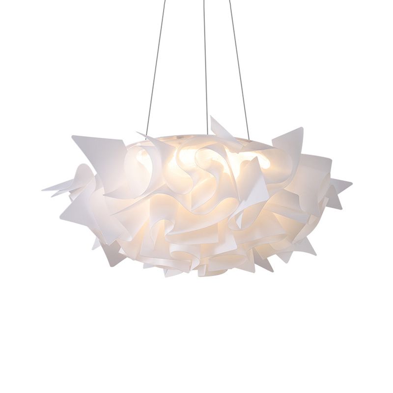 Acrylic Dome Pendant Light Modern 1 Light White/Brown Ceiling Pendant with Flower Design