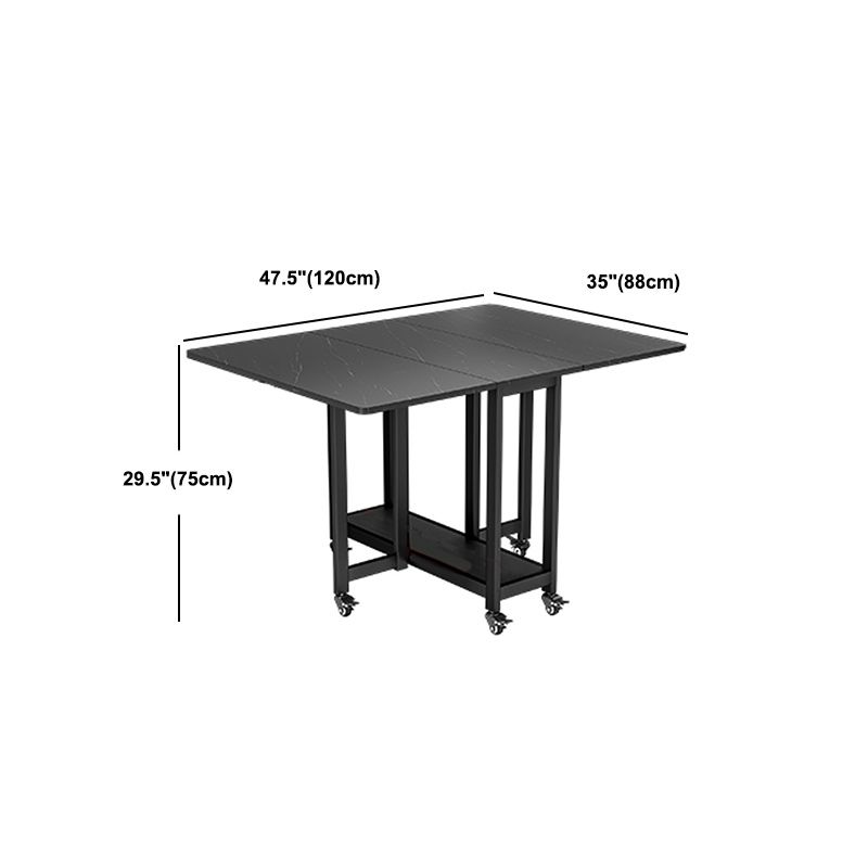 Black Rectangle Dining Set 1/2/3/4/5/7 Pcs Folding Dining Table Set with Chairs