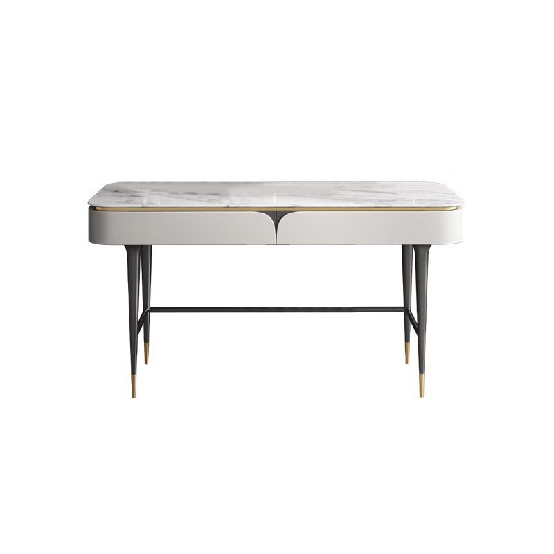 White Vanity Metal Make-up Vanity Stone Top Dressing Table Stool Set