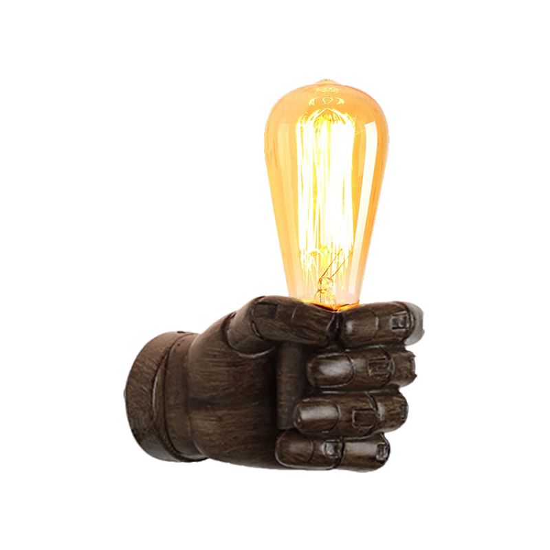 Schwarz/Weiß Bare Lampenleuchte Licht mit Handform Basis Vintage Stil Holz 1 Leichte Restaurant Wandlampe