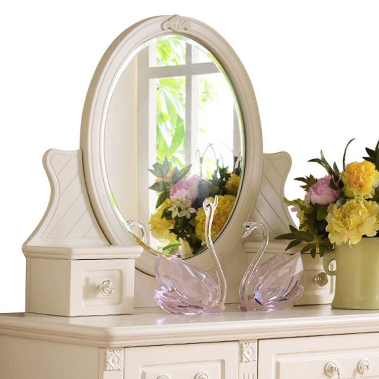Victorian White Makeup Vanity Desk Bedroom Dressing Table Stool Set with Drawer
