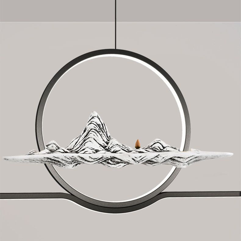 Chinese Minimalist Style Linear Island Pendant Lighting LED Metal Island Ceiling Light for Living Room