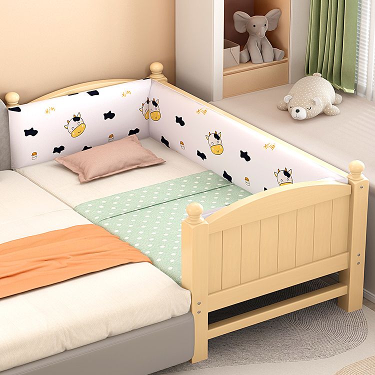 Solid Wood Washed Natural Baby Crib Scandinavian with Guardrail