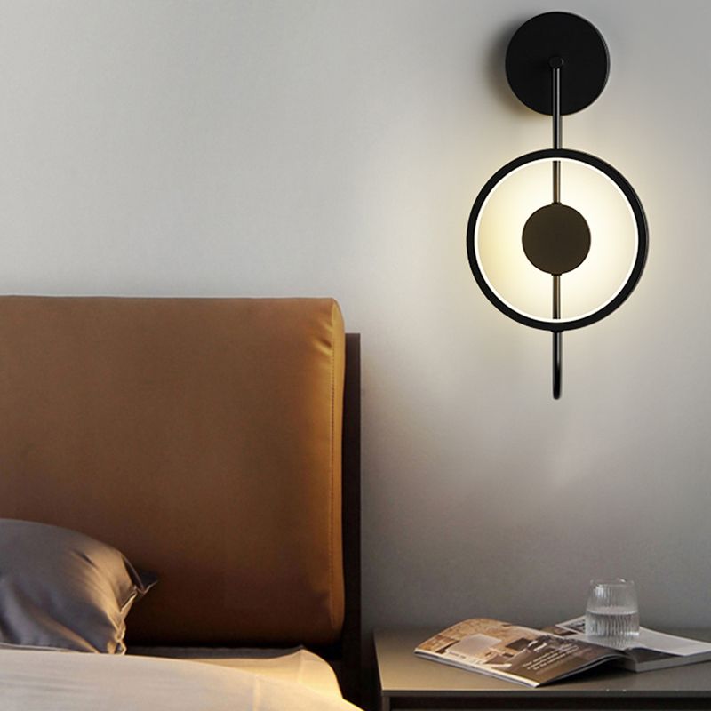 Round Shape Metal Wall Sconce Modern Style 1 Light Wall Mount Lighting