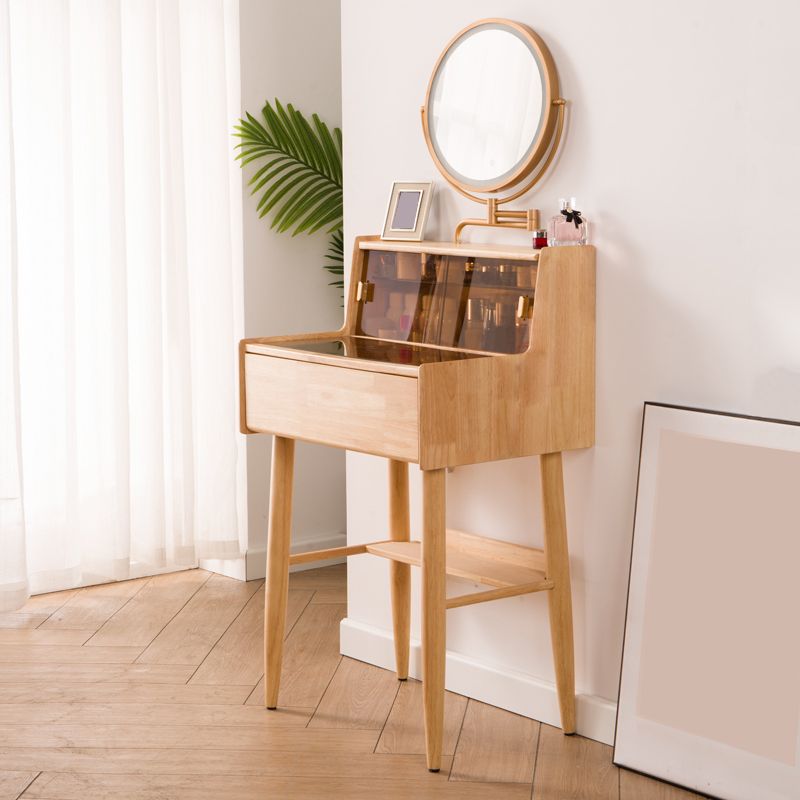 Brown Makeup Vanity Desk 54.33" High Vanity Tables with Drawer