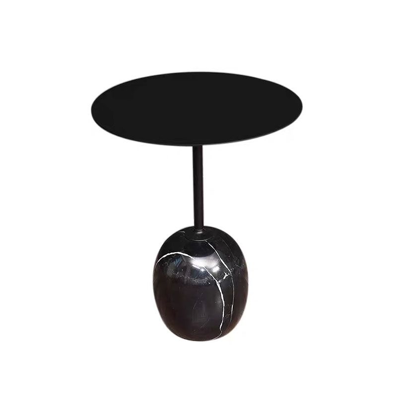 Round Metal Table Marble Pedestal Base Medieval Modern Style Side Table