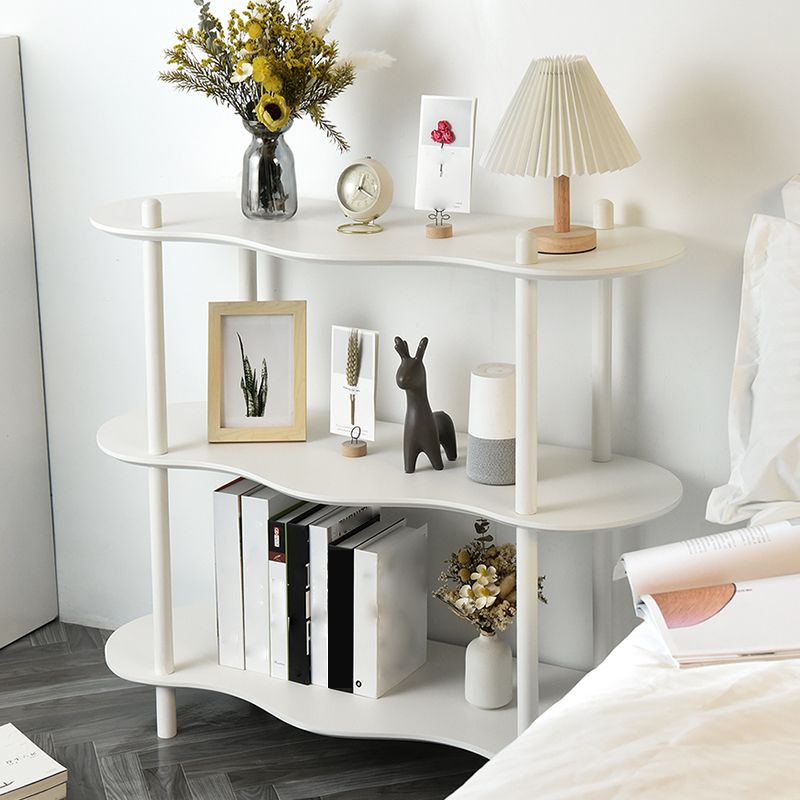 Geometry White Bookshelf Modern Artificial Wood Bookcase with 3 / 4 Shelves