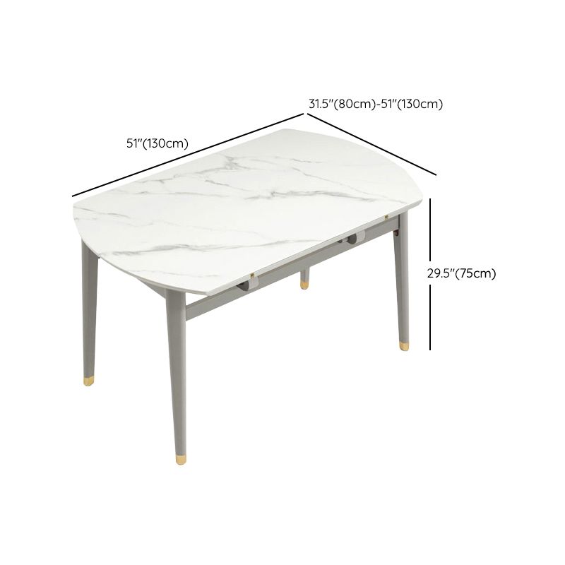 Contemporary White Round Stone Dining Table with Solid Wood Legs