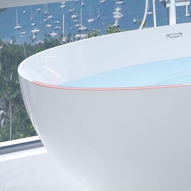 Modern White Acrylic Bathtub Ellipse Freestand Soaking Bathtub with Drain Bath Tub