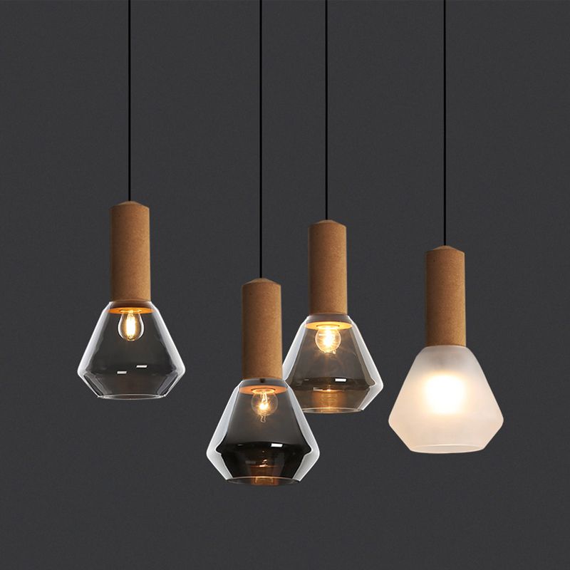 Glazen postmoderne hanglamp 1-licht koperen hangend plafondlicht voor slaapkamer