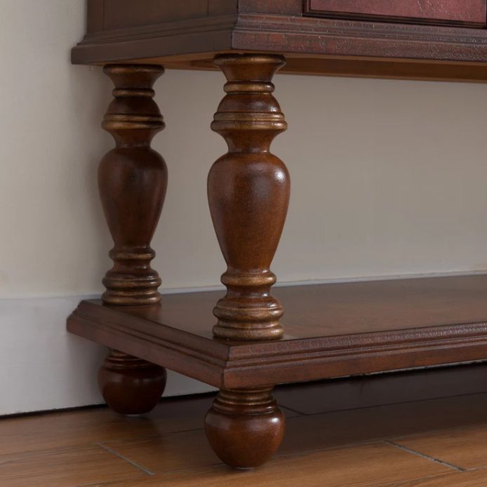French Country Rectangle Console Table Rubber Wood Console Accent Table for Hall